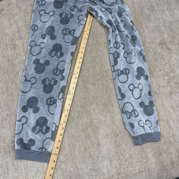 Disney Mickey Minnie Mouse Grey Fleece Hooded Union Suit Onesie Pajamas Womens S - Picture 5 of 10